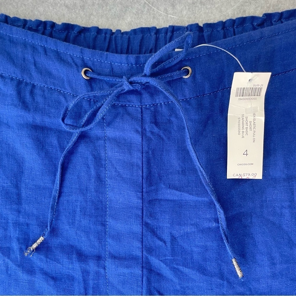 Chico's Royal Blue Linen Tie Waist Shorts XXL - Picture 4 of 13